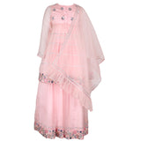 Rang Baby Pink Tiered Net Anarkali Set