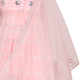 Rang Baby Pink Tiered Net Anarkali Set