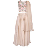 Rang Cream Bird & Floral Embroidered Lehenga Set