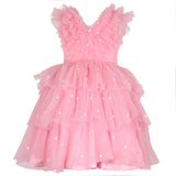 Stella Rossa Pink Ruffled Tulle Pearl Dress
