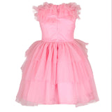 Stella Rossa Pink Ruffled Tulle Pearl Dress