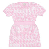 Fendi Lilac Cotton Knit Baby Dress With All-Over Logo