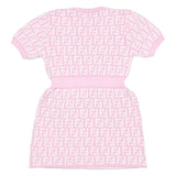Fendi Lilac Cotton Knit Baby Dress With All-Over Logo