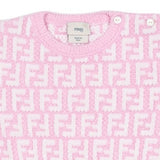 Fendi Lilac Cotton Knit Baby Dress With All-Over Logo