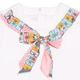 Fendi White Bow-Print T-Shirt In Jersey