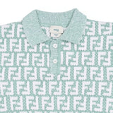 Fendi Green Knit Polo Shirt With All-Over FF