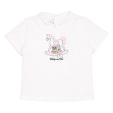Fendi White Cotton Collared T-Shirt With Embroidered Motif