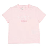 Fendi Pink Embroidered Crew-Neck T-Shirt