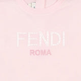 Fendi Pink Embroidered Crew-Neck T-Shirt