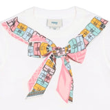 Fendi White Bow Print T-Shirt In Cotton