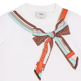 Fendi White Bow T-Shirt in Cotton