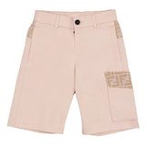 Fendi Beige Kids Pocket Gabardine Shorts In Beige