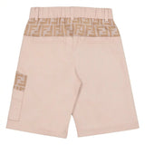 Fendi Beige Kids Pocket Gabardine Shorts In Beige