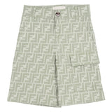 Fendi Green Kids Print Linen Shorts