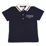 Fendi Navy Logo-Embroidered Polo Shirt In Cotton Pique