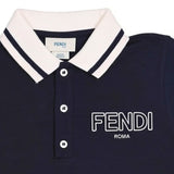 Fendi Navy Logo-Embroidered Polo Shirt In Cotton Pique