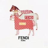 Fendi White Jersey Junior T-Shirt With Multicolour Print