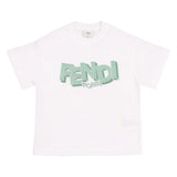 Fendi White Kids Short-Sleeve Logo T-Shirt