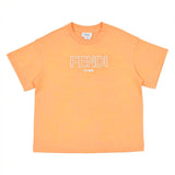 Fendi Orange Roma Logo Cotton T-Shirt