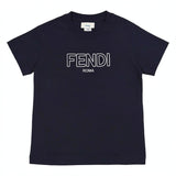 Fendi Navy Roma Logo Cotton T-Shirt