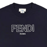 Fendi Navy Roma Logo Cotton T-Shirt