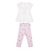 Monnalisa White & Pink Gingham Leggings and T-Shirt Set