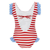 Monnalisa Red & Blue Striped Hello Kitty Swimsuit