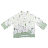 Monnalisa Floral Green Satin Shirt