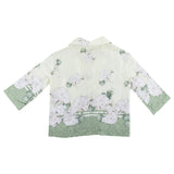 Monnalisa Floral Green Satin Shirt