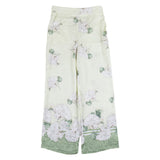 Monnalisa Green Satin Floral Print Wide Leg Trousers