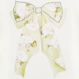 Monnalisa White Jersey T-Shirt With Green Bow Motif