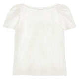 Monnalisa White Jersey T-Shirt With Pink Bow Motif
