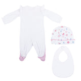 Monnalisa White & Pink Ruffled Floral Print Babygrow Set