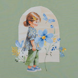 Mayoral Green T-Shirt With Charming Girl Graphic