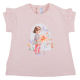 Mayoral Pink T-Shirt With Charming Girl Graphic