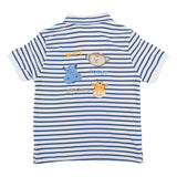 Mayoral White Embroidered Striped Polo Shirt