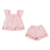 Mayoral Peach Shorts Set With Embroidery