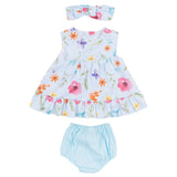 Mayoral Blue Dress With Colourful Floral Print