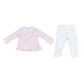 Mayoral Pink & White T-Shirt Set With Heart Embroidery