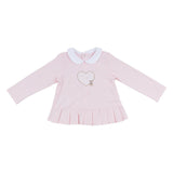 Mayoral Pink & White T-Shirt Set With Heart Embroidery