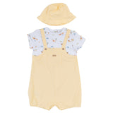 Mayoral Lime Dungaree Shorts Set With Safari Print Top