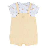 Mayoral Lime Dungaree Shorts Set With Safari Print Top