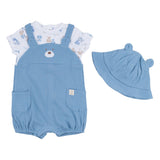 Mayoral White & Blue Dungaree Set With Bear Print