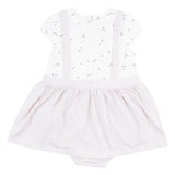 Mayoral White & Beige Dungaree Set With Bear Face Print