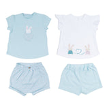 Mayoral White & Aqua Bunny Graphics T-Shirt Set