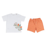 Mayoral White & Orange Shorts Set With Chameleon Print