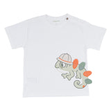 Mayoral White & Orange Shorts Set With Chameleon Print