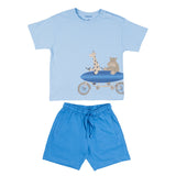 Mayoral Blue Shorts Set With Giraffe & Hippo Print