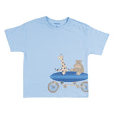 Mayoral Blue Shorts Set With Giraffe & Hippo Print