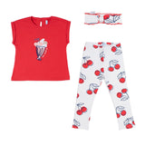 Mayoral Red Top & Ivory Cherry Print Leggings Set
